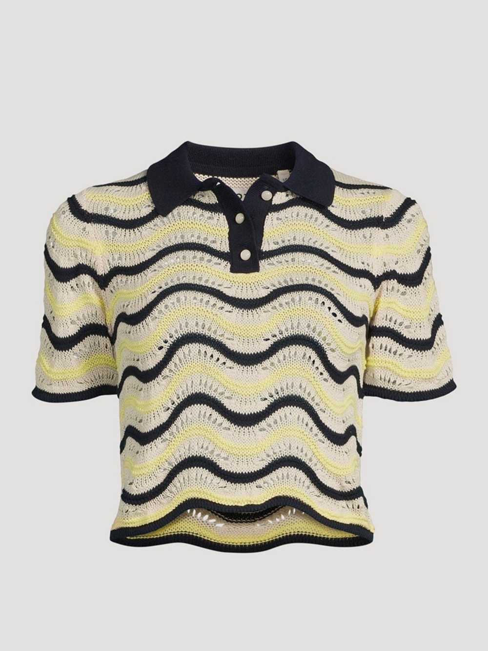 KOTN - Sabah Cropped Polo in Yellow, Blue and White - Small - NWOT - Picture 3 of 8